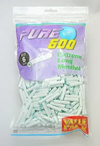PURE滤嘴细支超长款薄荷味6mm*30mm大包装/ピュア・スリム・エクストリーム・ロング・メンソール・フィルター　バリューパック(600)